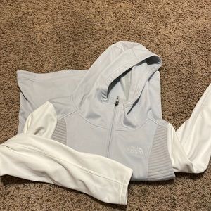 The North Face Women's Light Gray and White Utility Hoodie Jacket